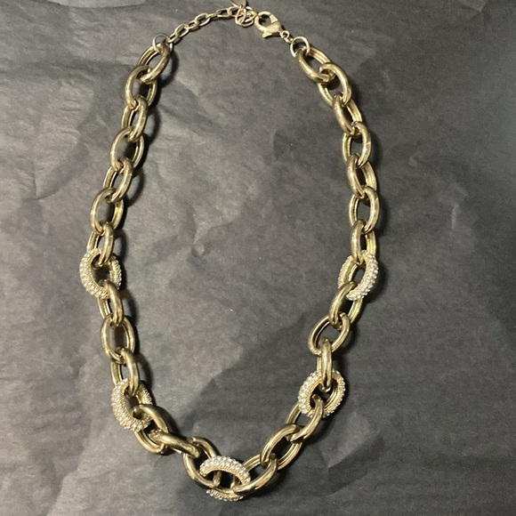 Cold Water Creek | Gold tone Rhinestone Chain Necklace - Picture 5 of 5